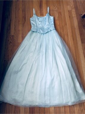 Jessica McClintock Light Blue Corset Tulle Formal Gown